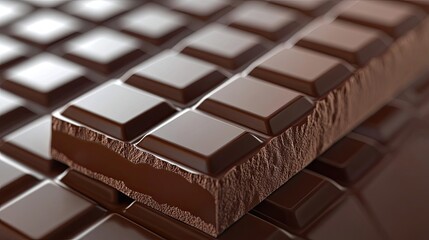 Fototapeta premium Close-up of milk chocolate pieces with nuts lying on a plate. Handmade sweets. Illustration for banner, poster, cover, brochure, advertising, marketing or presentation.