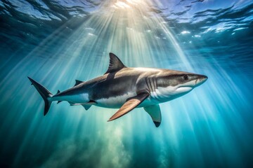 Obraz premium Great White Shark in Stunning Underwater Photography