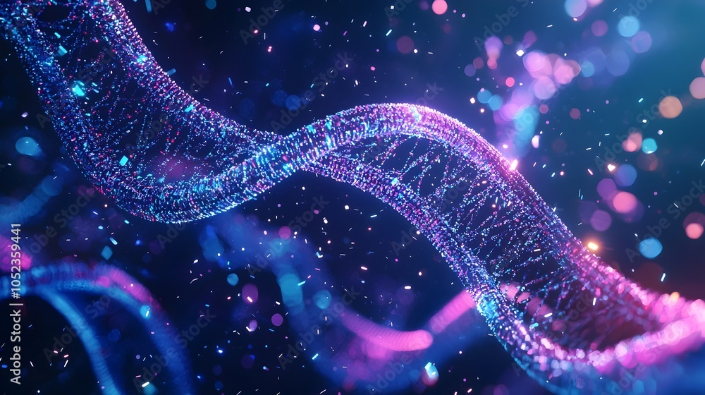 Poster digital dna splicing with streams of data visualization