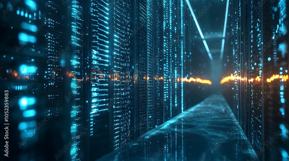 Poster futuristic database powered by genetic sequences and molecular data storage