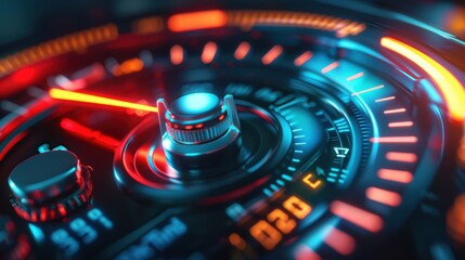 Digital Fuel Gauge Symbolizing Business Success and Motivation in Technology Context