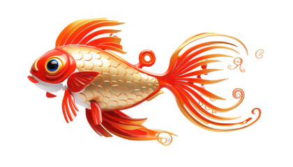 Fototapeta premium Vibrant, elegant goldfish with intricate patterns and flowing fins.