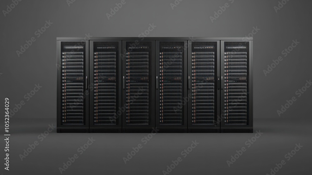 Poster modern it server of data center computer racks, it network infrastracture concept