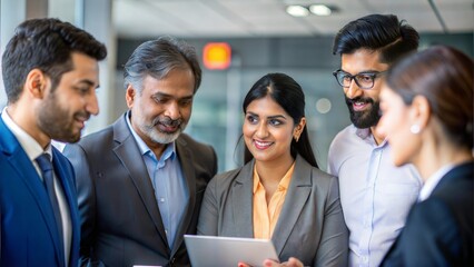 A diverse team of Indian professionals engaged in a brainstorming session, symbolizing strategic management.