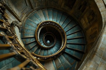 Fototapeta premium Captivating Aerial View of a Spiral Staircase