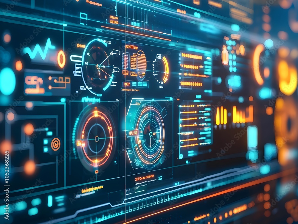 Poster holographic control panel displaying real time smart grid data and energy flow analytics