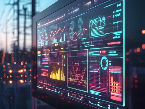 Holographic Smart Grid Control Panel Displaying Real Time Energy Flow Data and Analytics