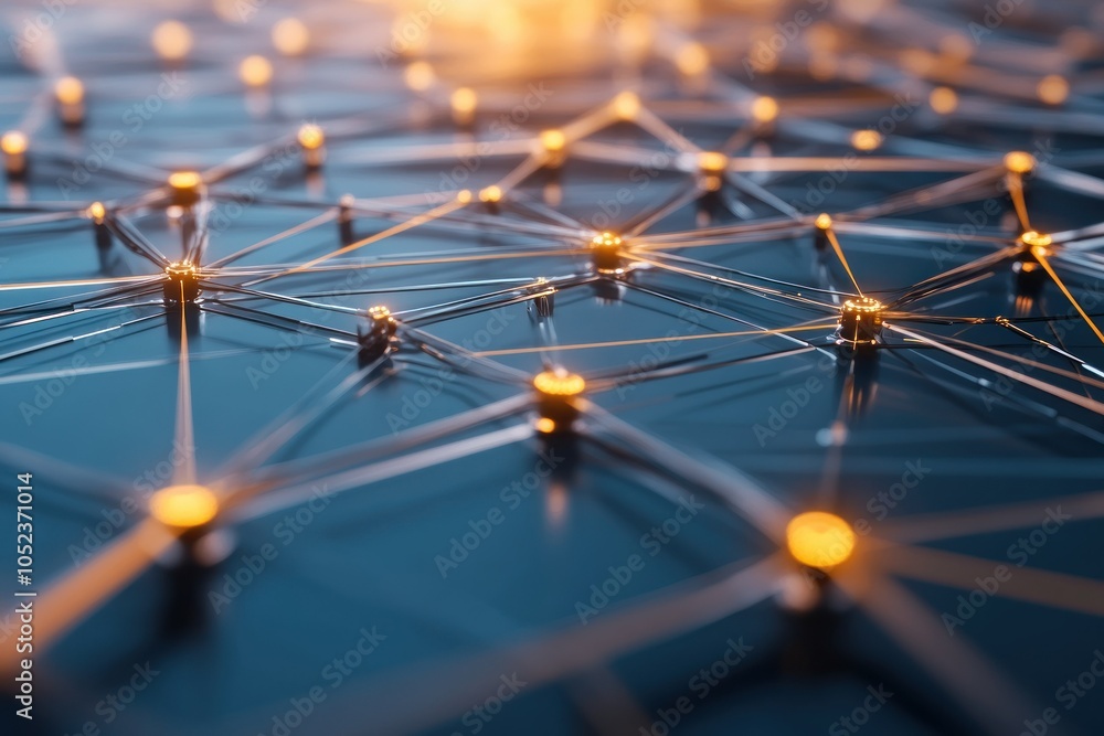 Poster abstract network connection on dark background
