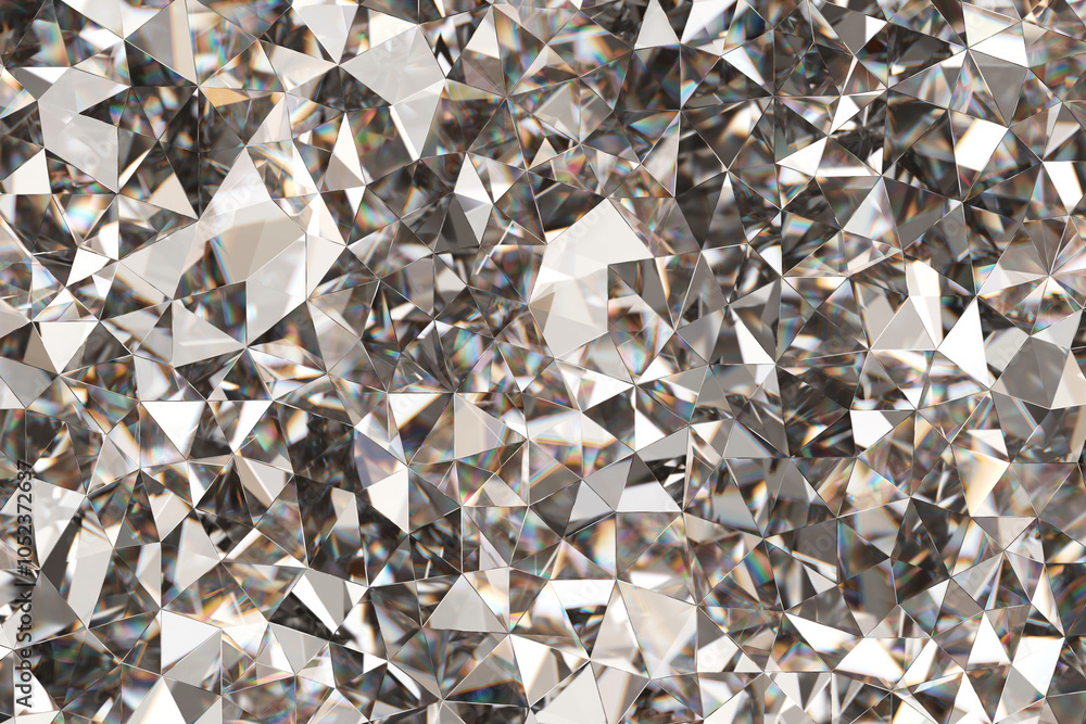 Fototapete Luxury Abstract Realistic Crystals Texture with Prism Spectrum Caustic Reflection Close Up Background 3D rendering