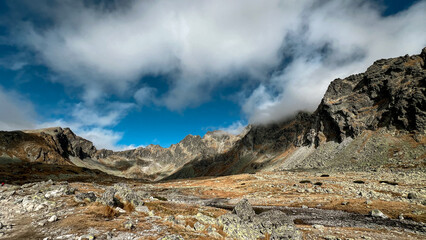 Cloudy weather in a rocky Tatra mountain in Slovakia