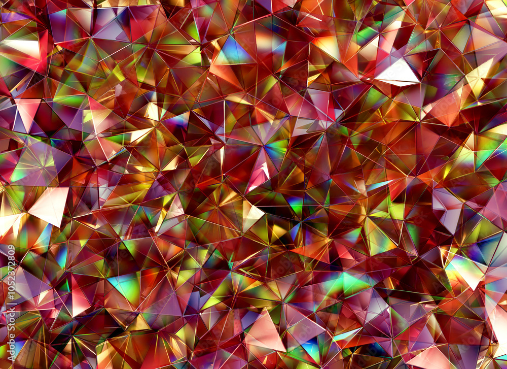 Poster luxury abstract colorful crystal texture reflection close up background 3d rendering