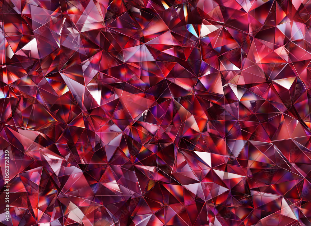 Poster luxury abstract realistic red crystal texture reflection close up background 3d rendering