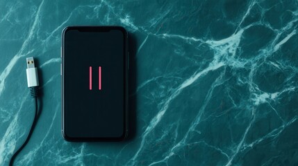 Smartphone Display Showing Low Battery Icon on Screen