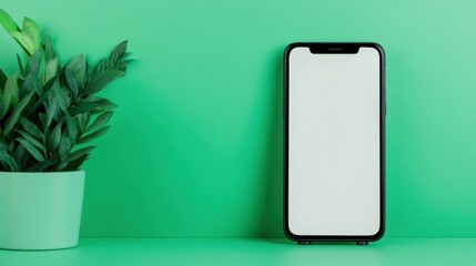 Smartphone on Tripod with Green Background