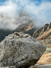 A big rock in the highlands of the Slovakian High Tatras 