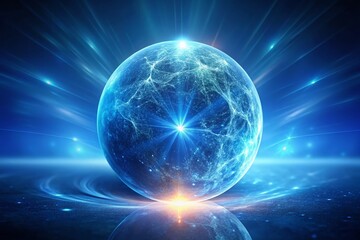 Fototapeta premium Ethereal Blue Sphere in Low Light Photography - Cosmic Wonder and Serenity