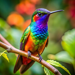 Fototapeta premium vividly colored hummingbird in natural environment
