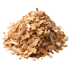 pile of wood chips on transparent background