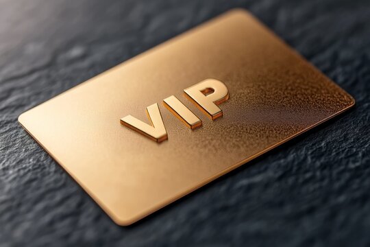 Luxurious VIP gold card displayed elegantly on a sleek black surface for exclusive access