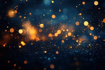 Blurry image of a blue background with gold lights