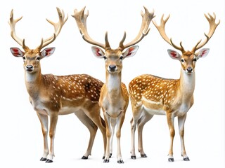 Fototapeta premium Fallow Deer Portrait Collection Isolated on White Background for Animal Lovers and Nature Enthusiasts