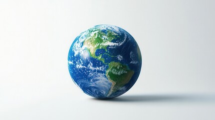 Fototapeta premium earth day vision showcasing the vibrant blue-green planet earth, beautifully rendered on a pristine white background, symbolizing hope and environmental awareness