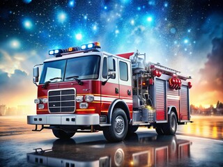 Firefighter Truck Illustration on White Background for Emergency Services and Rescue Operations
