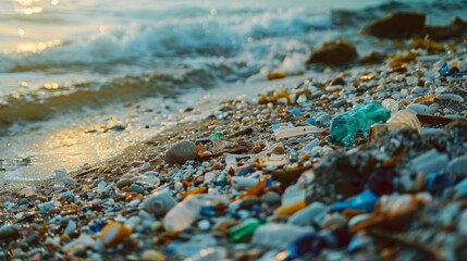 Beach Pollution from Plastic Waste Accumulation
