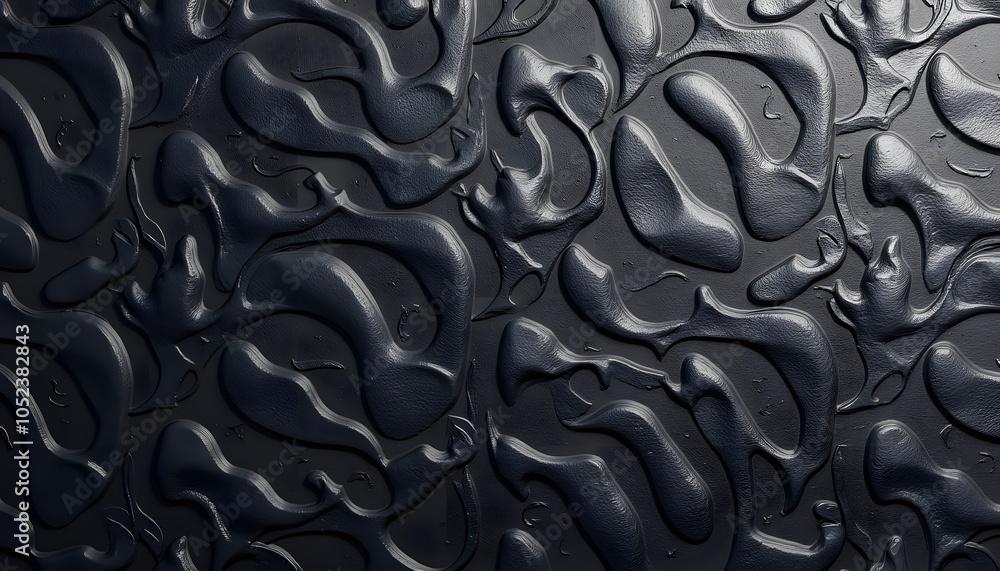 Poster dynamic rubber texture background with flowing patterns and a glossy black finish