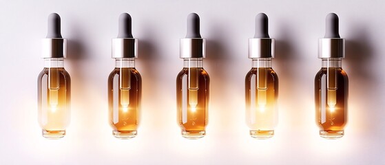 Obraz premium Ampoules Arranged in a Straight Line on White Background