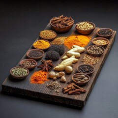 Indian spice and herb set.