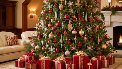 Christmas tree and decorated scenes