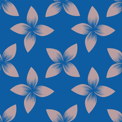 blue seamless vector stock flowers with leaves pattern on cream background