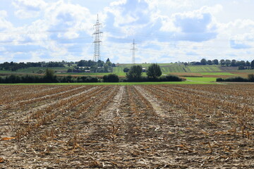 Blick &uuml;ber Wiesen und Felder auf das Gebiet Strohg&auml;u bei Asperg