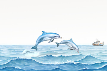 Obraz premium Dolphins digital paint background