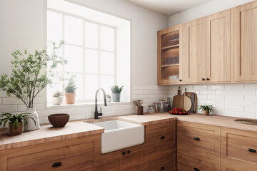 Discover a modern rustic kitchen blending natural elements and warm wood for an inviting space