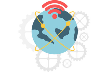 global internet network worldwide, globe with internet signal symbol