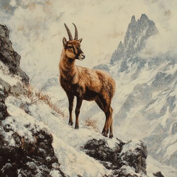 Chamois in Vosges Mountains, France