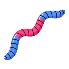 Gummy worm. Fruity chewy jelly candy. Tasty gelatin snack. Sugary worm. Vector illustration in cartoon style. Isolated white background.