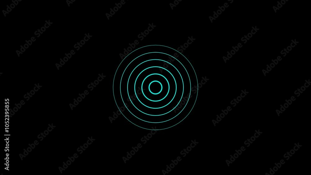 Poster digital radio waves background animation icon. cyan color radio waves concept icon.
