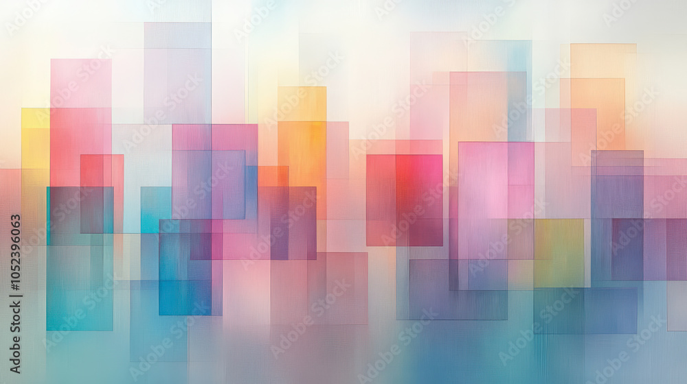 Aufkleber colorful abstract art featuring overlapping semi-transparent rectangles in various hues, creating a 