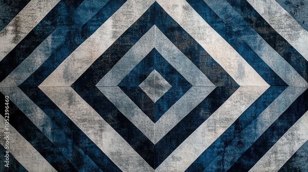 Aufkleber symmetrical diamond pattern in alternating shades of gray and blue, creating a visually striking and