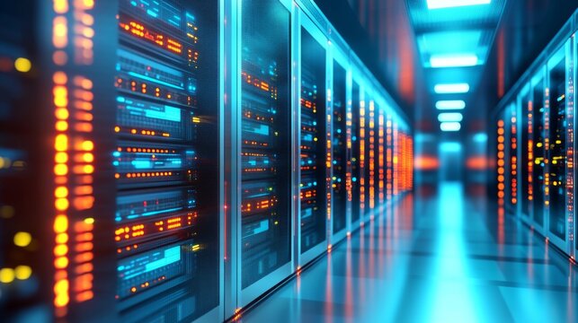 Visualization of networking and hosting solutions within a rack system.