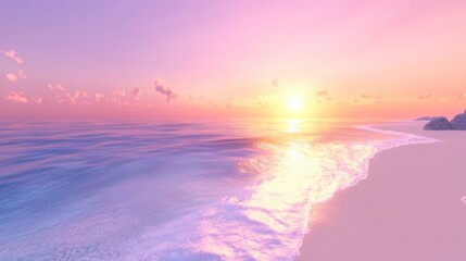 Fototapeta premium Serene Sunset Over Tranquil Ocean Waves
