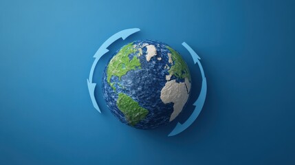 Naklejka premium Cartoon View of Earth with Arrows Indicating Wind Directions