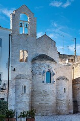 Romanesque church of Trani from the 12th century, in the usual white-pink stone of Trani. It is...