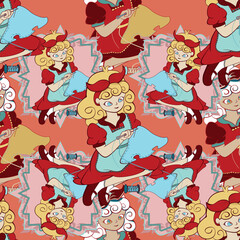 The Little Seamstress Repeat Seamless Surface Pattern Design