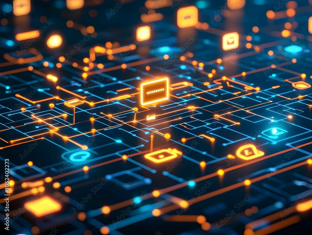 Aufkleber ai driven dynamic marketing campaign allocation visualized as interconnected digital landscape