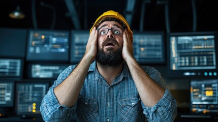 IT workers sitting in silence after a major server crash, pressure and stress of managing critical technical issues