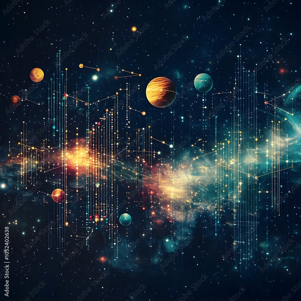 Poster cosmic scatter plot visualizing data through the of galaxies and celestial wonders